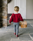 Lil Legs Deep Red Knit Cardigan
