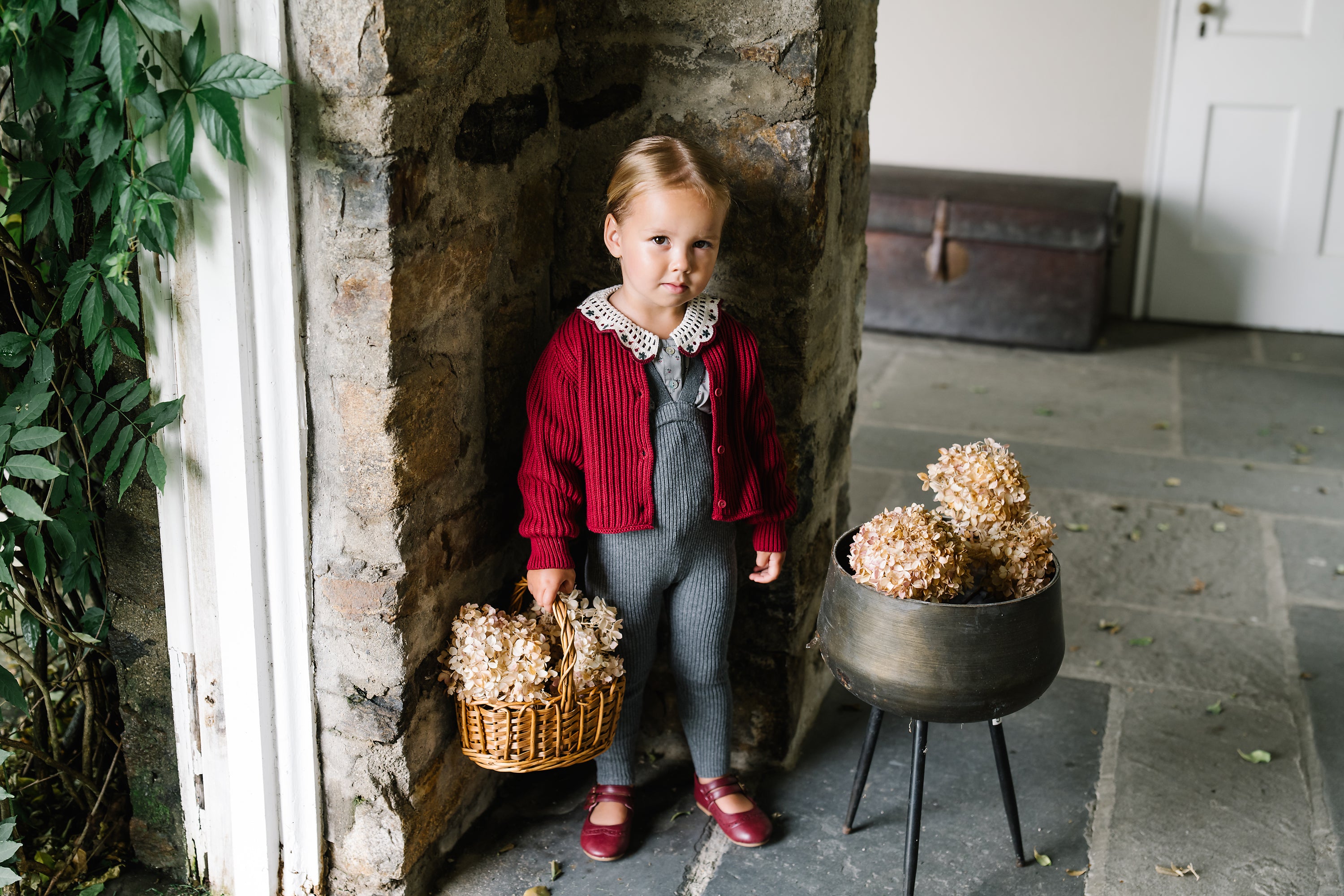 Lil Legs Deep Red Knit Cardigan
