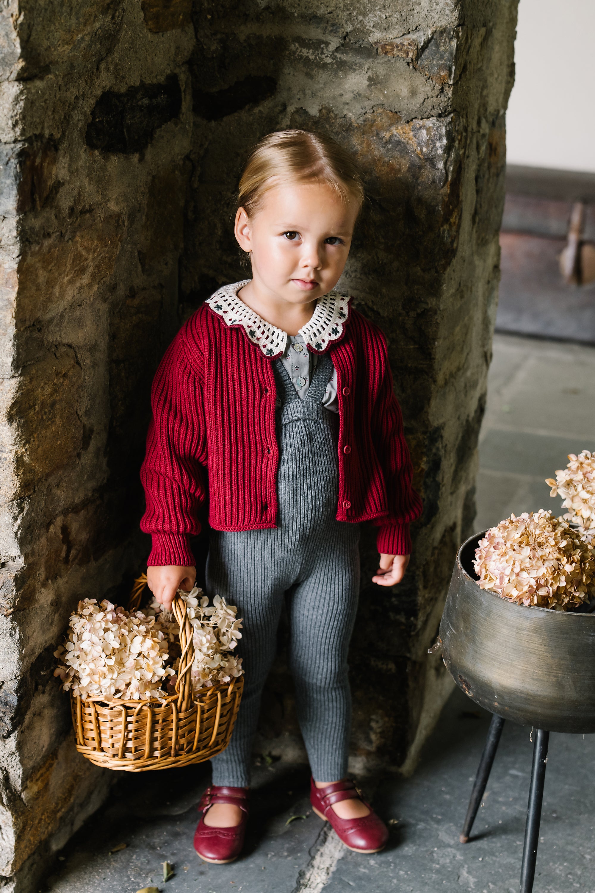 Lil Legs Deep Red Knit Cardigan