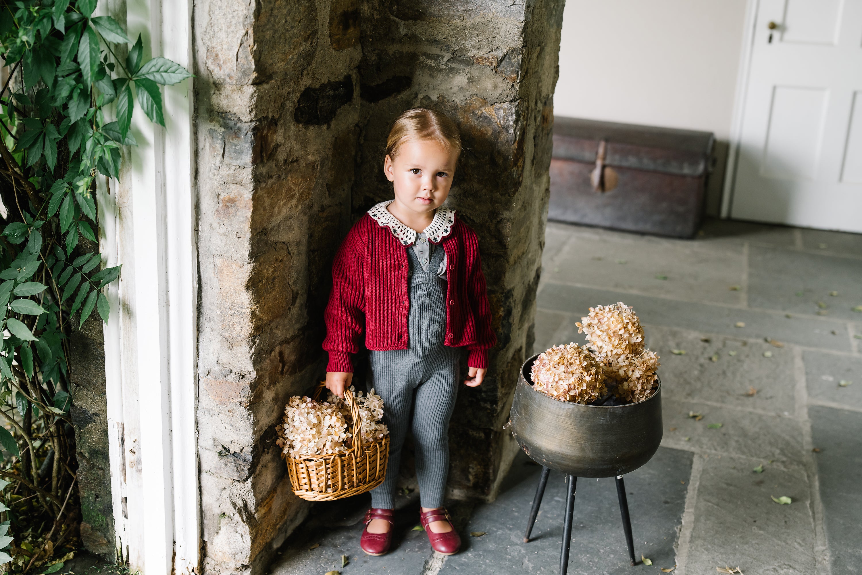 Lil Legs Deep Red Knit Cardigan