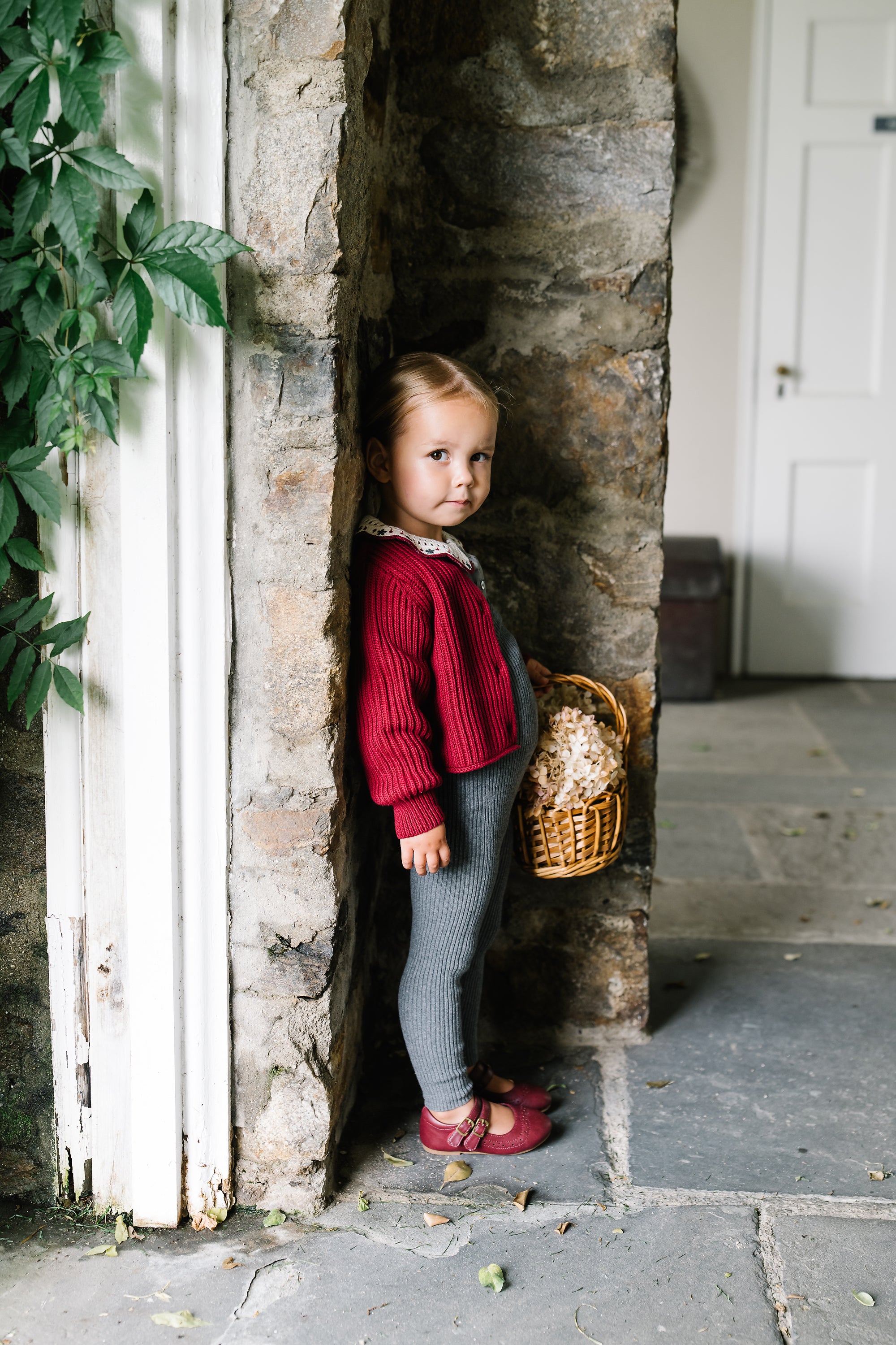 Lil Legs Deep Red Knit Cardigan