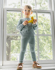 Lil Legs Dusty Blue Cable Knit Set