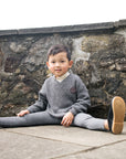 Lil Legs Mid Grey Knit V-Neck Toddler Set