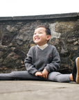 Lil Legs Mid Grey Knit V-Neck Toddler Set