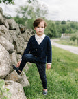 Lil Legs Navy Double Breasted Knit Blazer