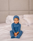 Pouf Royal Blue Shoot For The Moon Footie + Hat