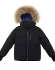 Ellabee Black With Blue Zipper And Lining Racoon Fur Coat