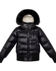 Ellabee Girls Accent Lining Black Fox Fur Coat