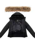 Ellabee Girls Shearling Color Bomber With Natural Racoon Fur