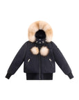 Ellabee Black Gold Fox Layla Canvas Pompom Bomber