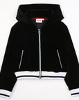 Hugo Black Velour Zip Up Hoodie