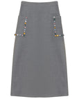 Gem Grey Crystal Embellished Skirt Set