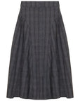 Gem Grey Plaid Gathered Button Down Skirt