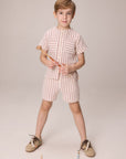 Pernille Cream/Burgundy Striped Shirt Set