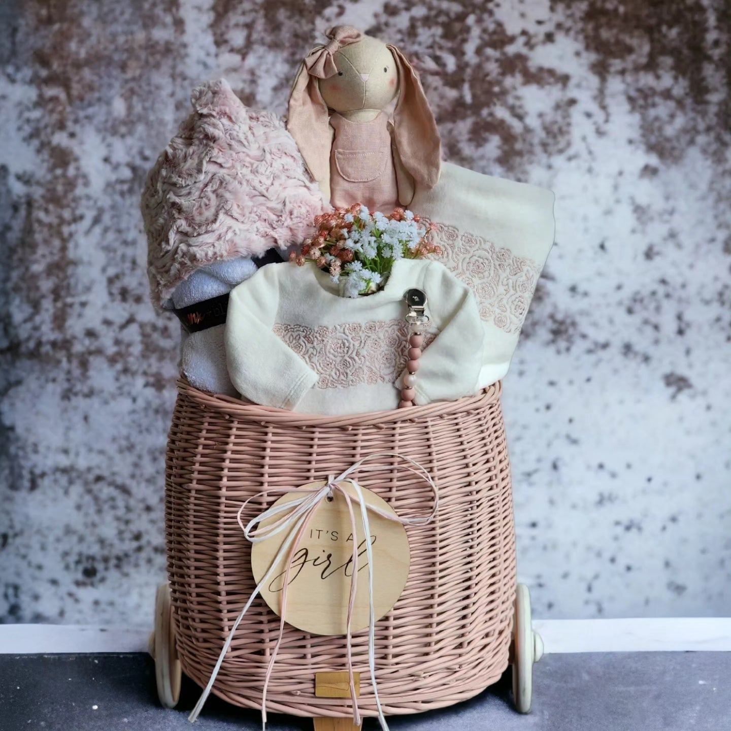 Gift Package In 2 Wheel Carriage - Baby Girl
