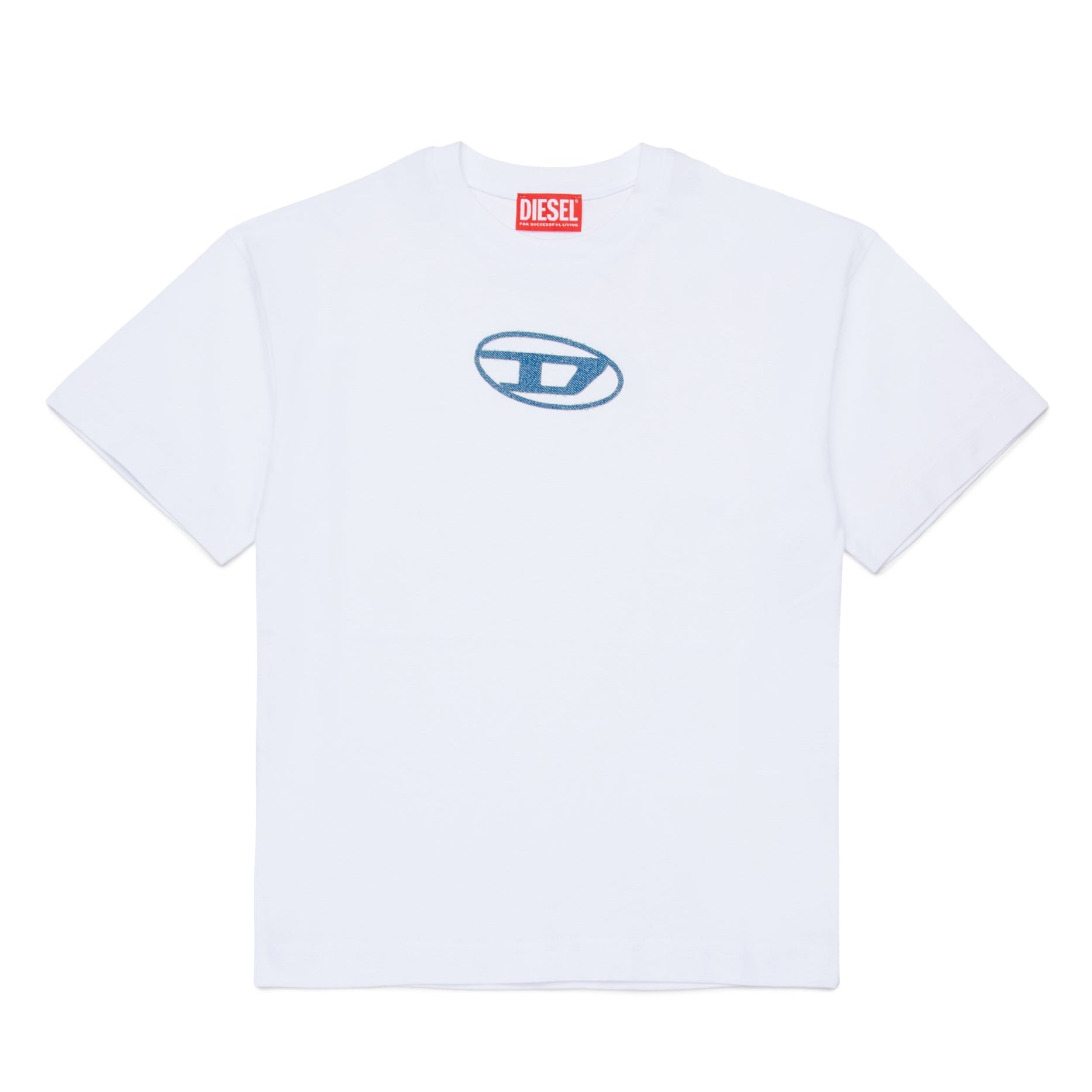 Diesel White T-Shirt With Blue Logo – flamingobabychild