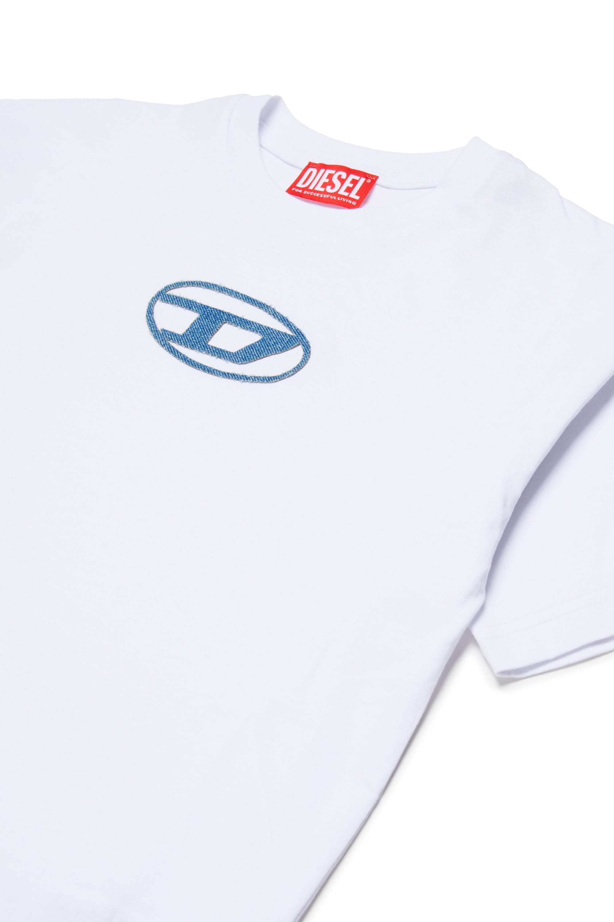 Diesel White T-Shirt With Blue Logo – flamingobabychild