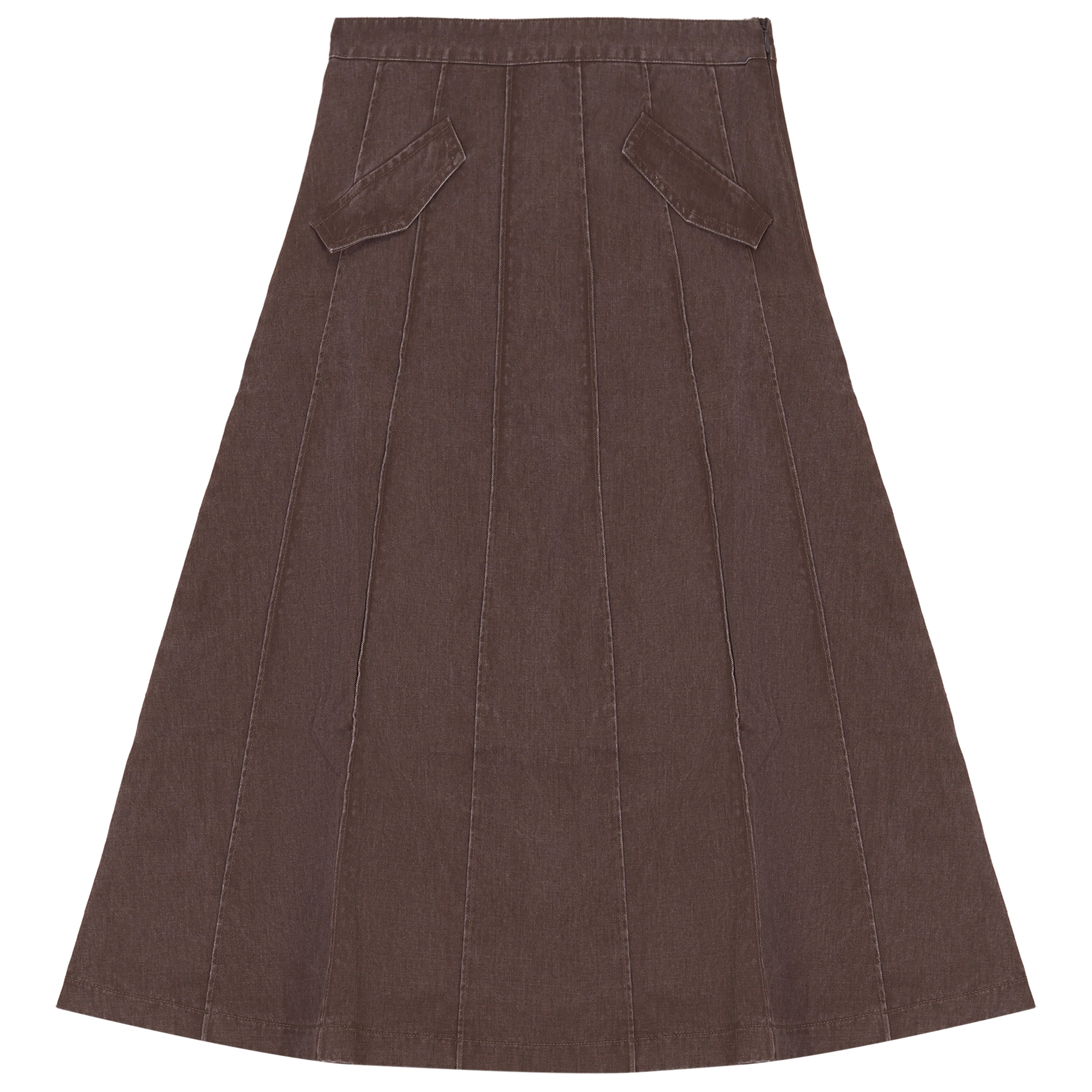 Kix Brown Denim Panel Midi Skirt – flamingobabychild