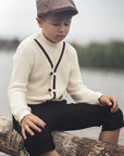 Blumint Cream And Black Contrast Trim Cardigan
