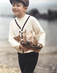 Blumint Cream And Black Contrast Trim Cardigan