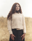 Gem Cream Leather Trim Fur Jacket