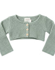 Mini P Embroidered Romper With Green Cardigan