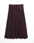 La Nina Burgundy Wool Chain Pleated Skirt