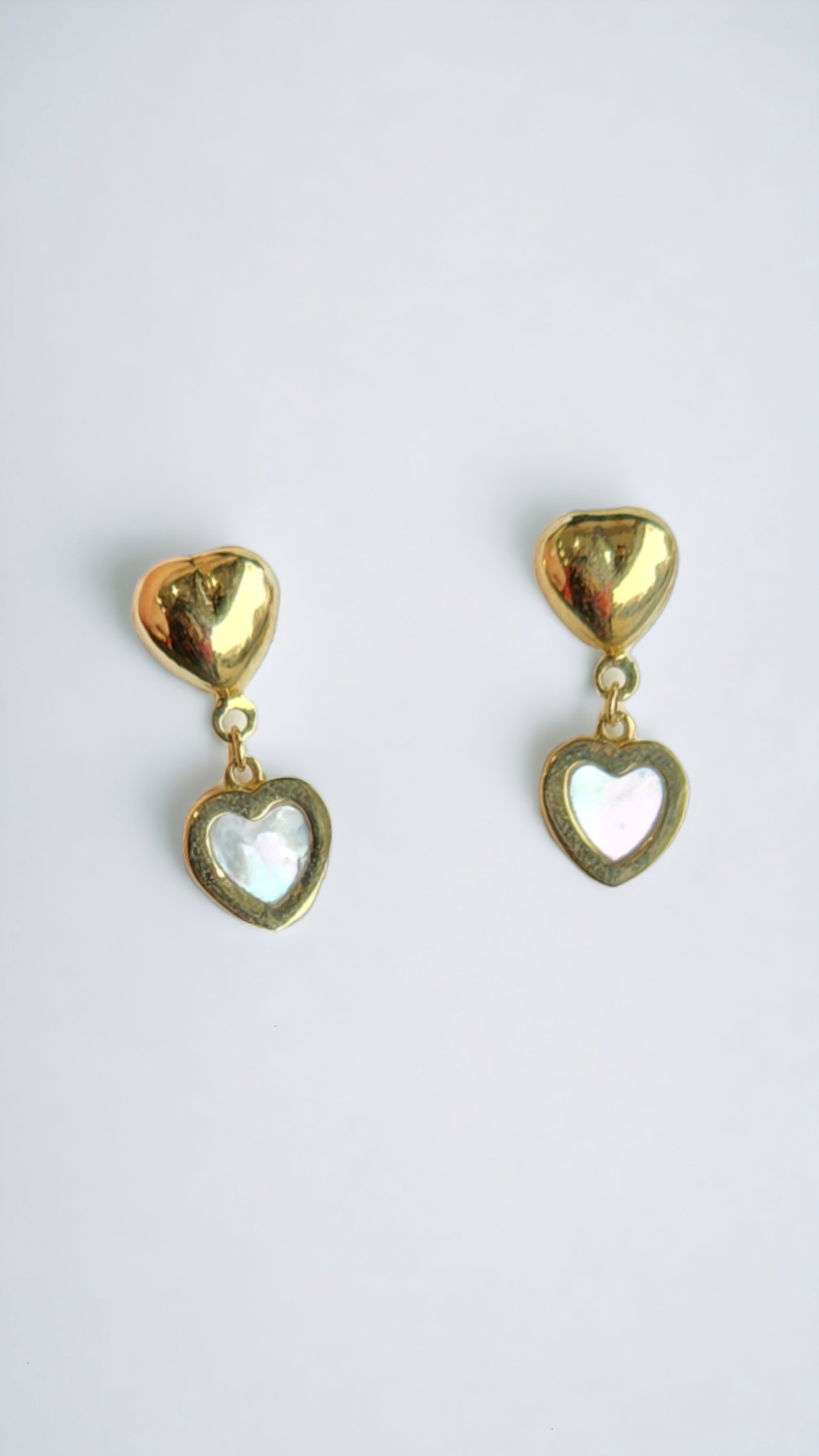 14K Gold Hanging Heart Earrings