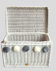 Handmade Wicker Chest With Pom Poms