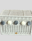 Handmade Wicker Chest With Pom Poms