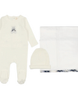 Lilette White Bear Embroidered Footie Set