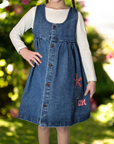Retrokid Denim Cora Flower Embroidered Jean Sundress