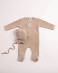 Bee And Dee Plaquette Velour Footie + Hat