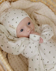 Ely's And Co Ivory Ribbed Printed Palm Footie + Beanie