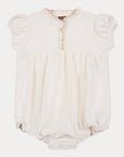 Orange Dimanche Off White Linen Girl Romper