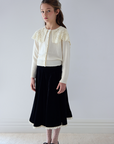 Petite Amalie Peep Lace Hem Velvet Skirt