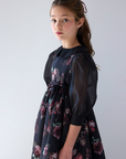 Petite Amalie Black Floral Organza Gown With Blouse