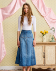 Laurent Denim Paneled Skirt