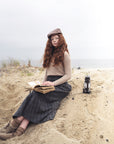 Gem Grey Plaid Gathered Button Down Skirt
