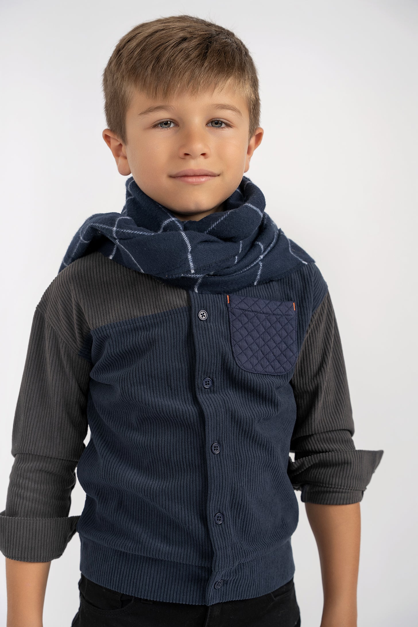 Kix Grey / Blue Corduroy Shirt – flamingobabychild