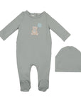 Maniere Teddy Printed Footie + Hat