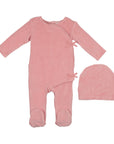 Maniere Mauve Velour Wrap Footie + Hat