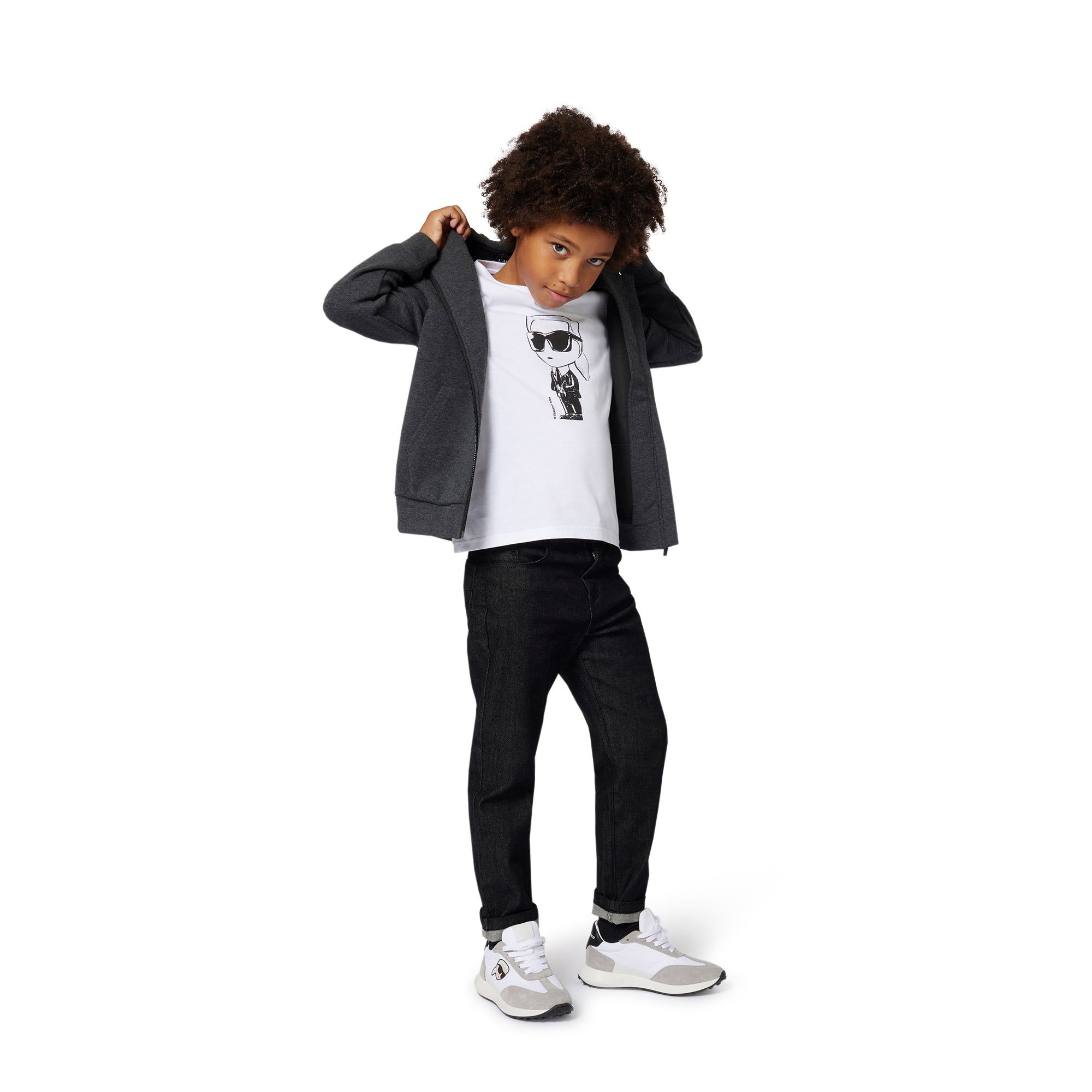 Karl Lagerfeld Boys Charcoal Marl Zip Up Hoodie