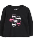 Karl Lagerfeld Baby Girl Pink Glasses Graphic Long Sleeve