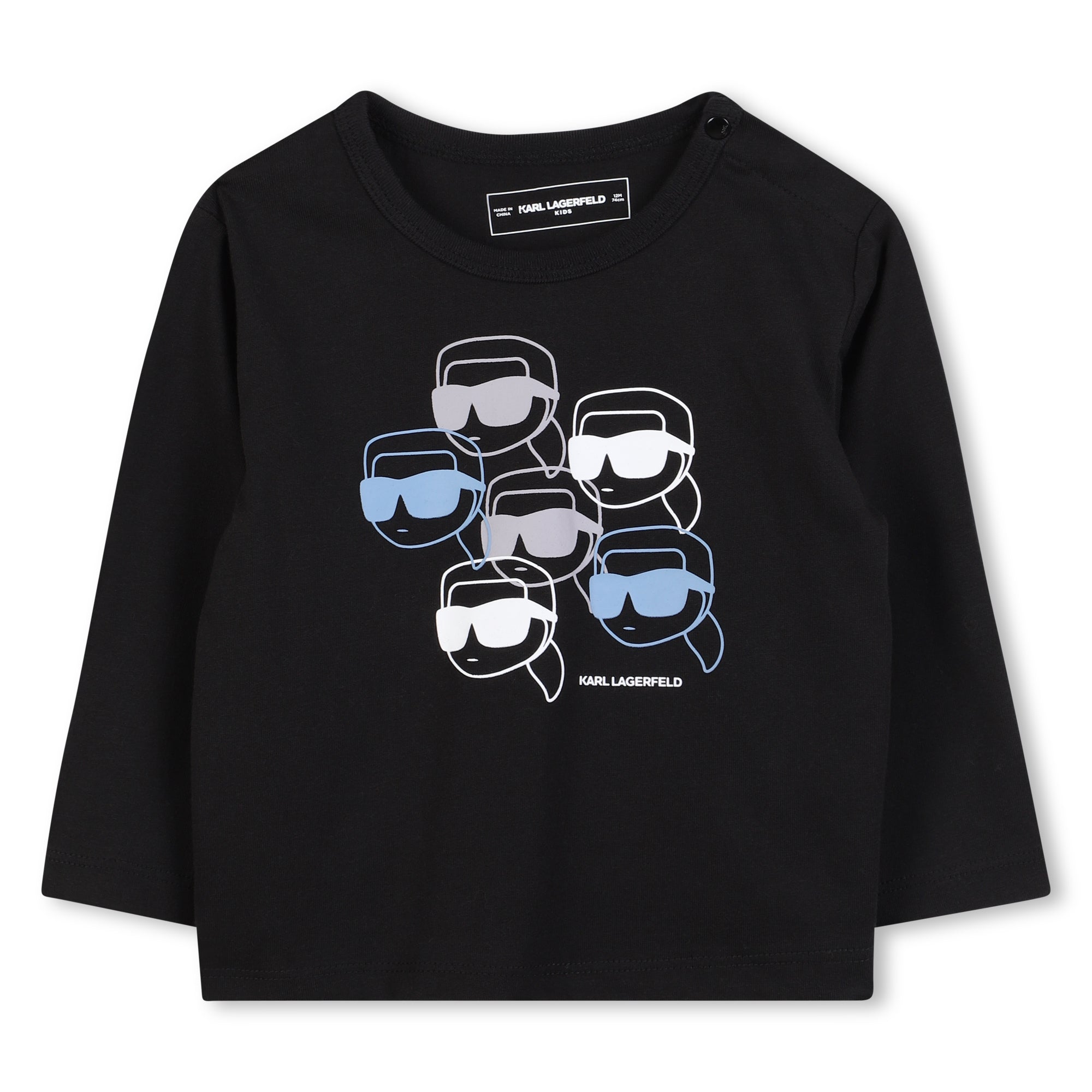 Karl Lagerfeld Baby Boy Blue Glasses Graphic Long Sleeve