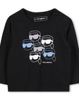 Karl Lagerfeld Baby Boy Blue Glasses Graphic Long Sleeve