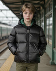 Scotch Bonnet Black Boy Coat With Green Insert