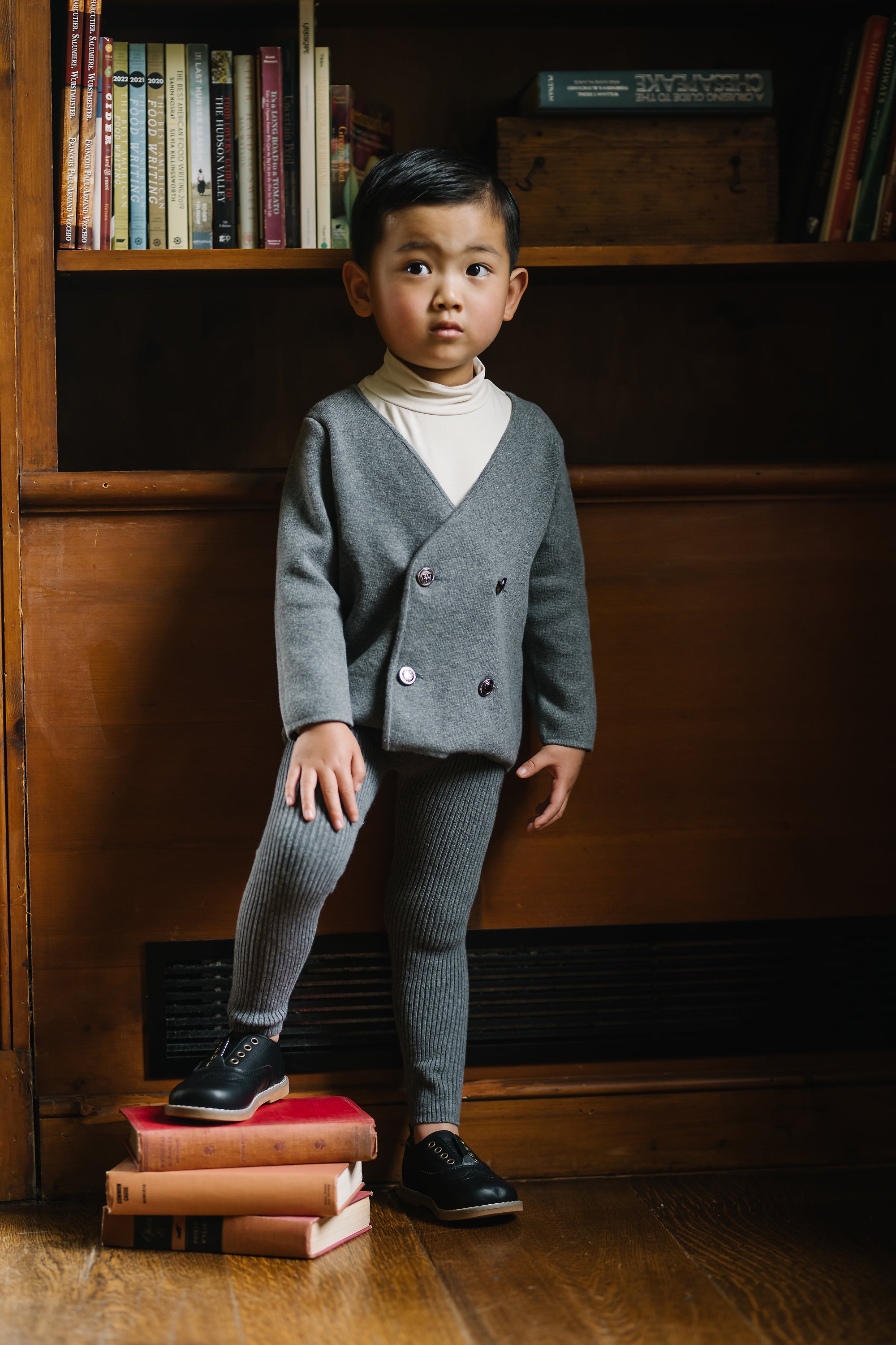 Lil Legs Mid Grey Double Breasted Knit Blazer