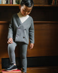 Lil Legs Mid Grey Double Breasted Knit Blazer