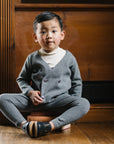Lil Legs Mid Grey Double Breasted Knit Blazer